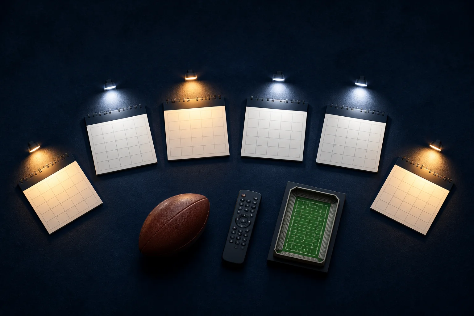 Night football calendar blocks used to compare weekly and special primetime windows