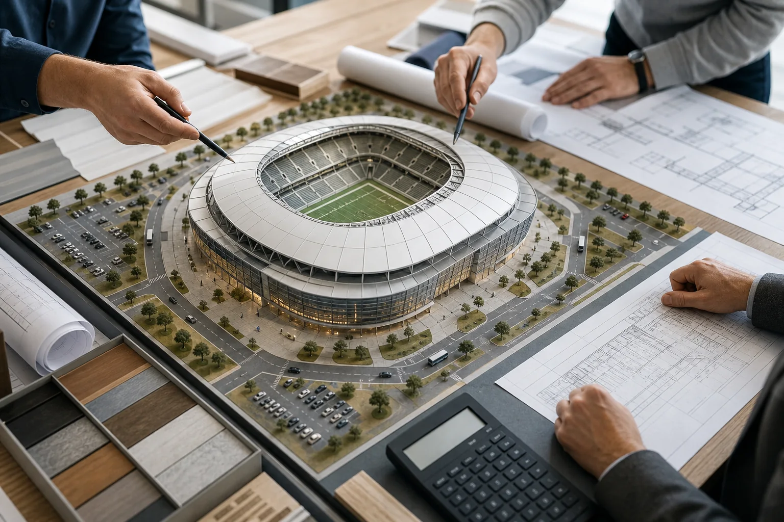 Architectural planning model for a generic domed football stadium