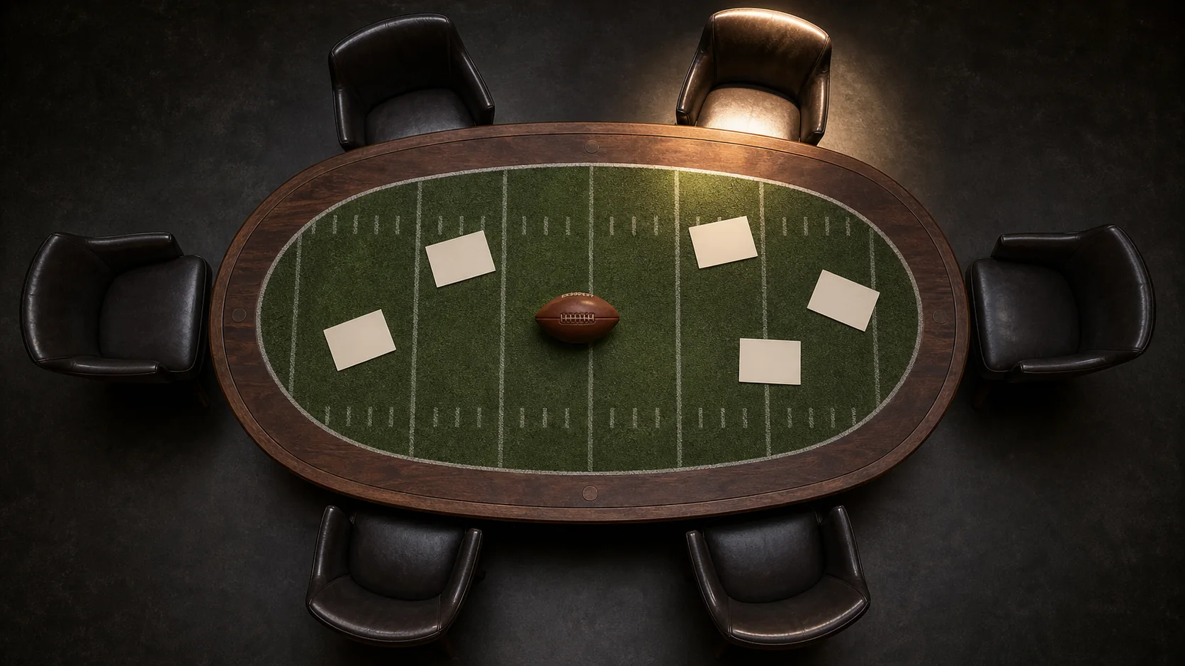Abstract ownership strategy table with one operational chair highlighted