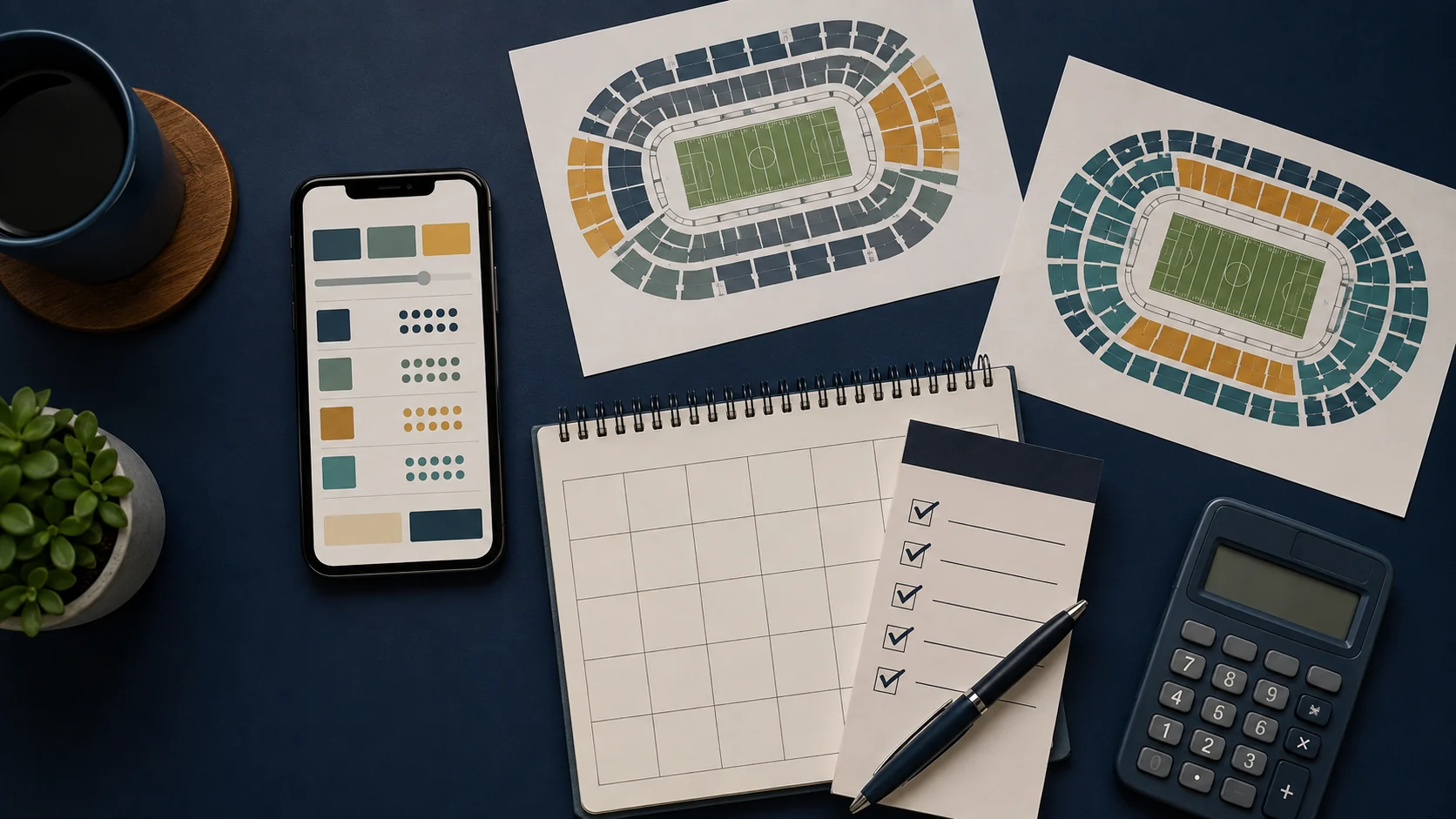 Fan comparing an NFL preseason seat map, calendar and total ticket cost on a phone